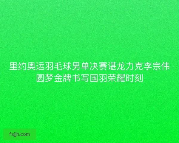 里约奥运羽毛球男单决赛谌龙力克李宗伟圆梦金牌书写国羽荣耀时刻