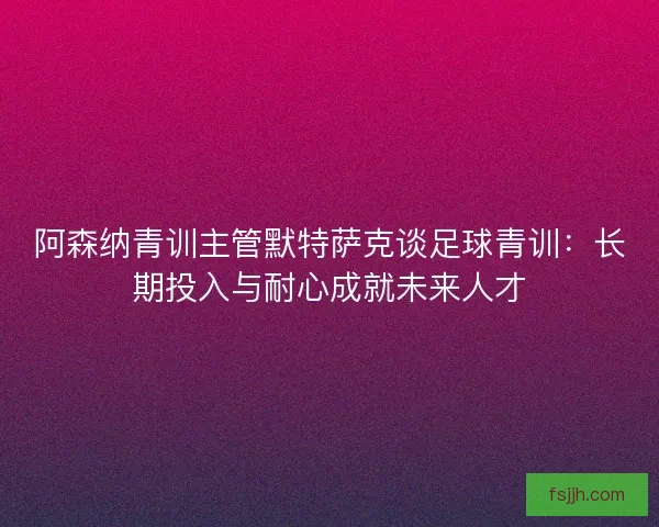 阿森纳青训主管默特萨克谈足球青训：长期投入与耐心成就未来人才